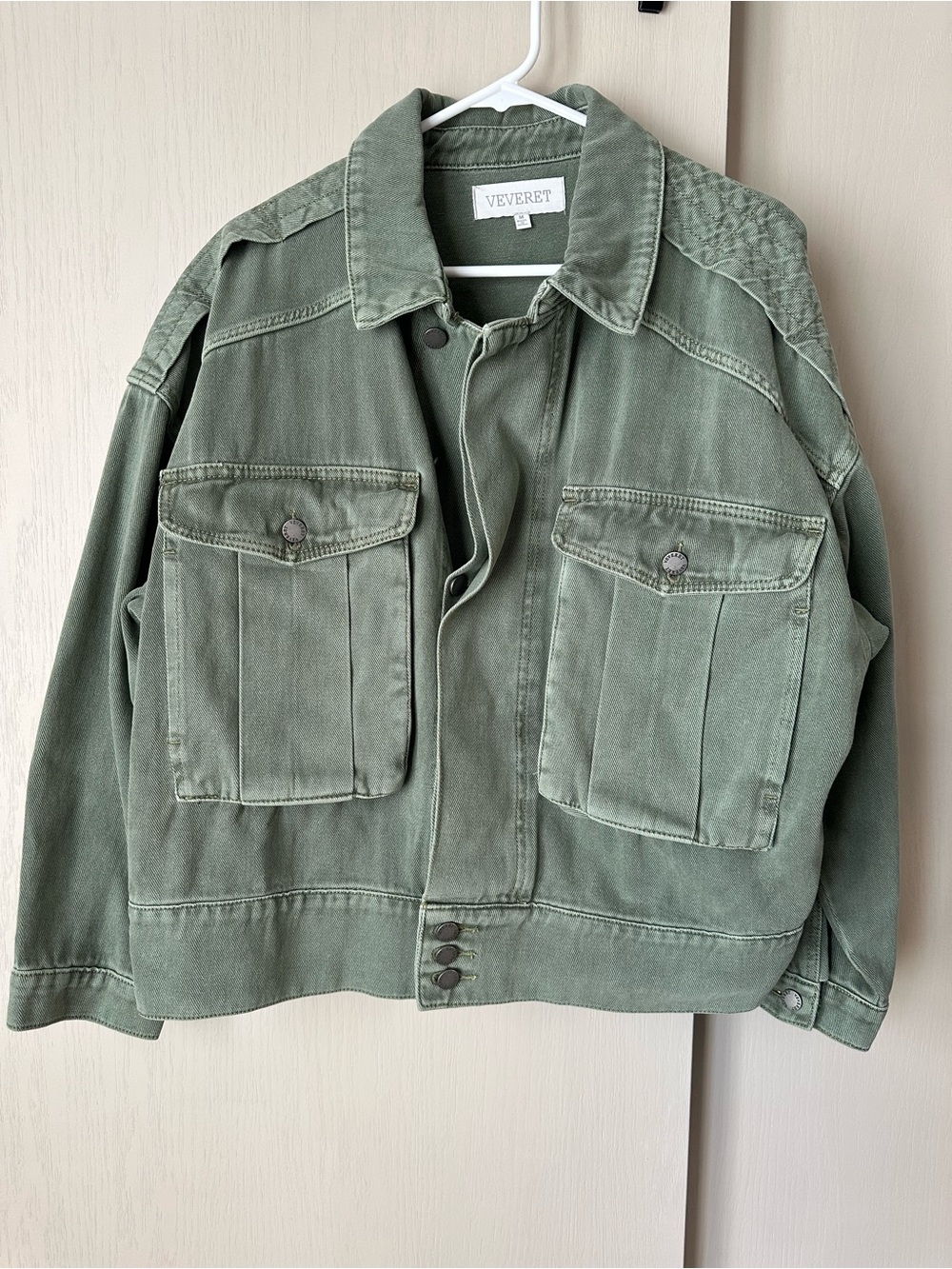Olive Green Denim Utility Jacket
